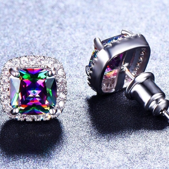 Rainbow Birthstone Earrings - Picture 2 of 4